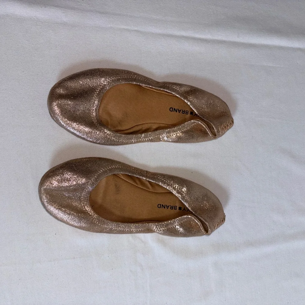 Lucky Brand Emmie Ballet Flat 7.5 Rose Gold Good Metallic Leather Slip On Shoes